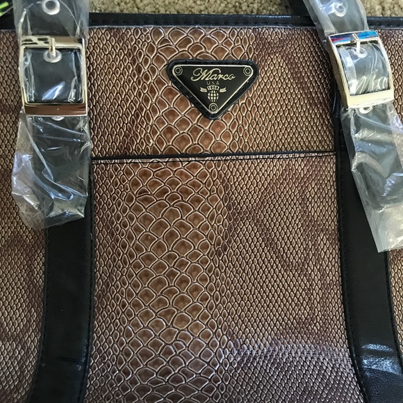 🍁3/30$!! NWT! Marco Brown Faux Boa Snake Skin Purse - Picture 2 of 9